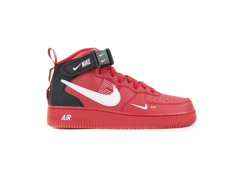 NIKE AIR FORCE 1 MID '07 LV8 SHOE UNIVERSITY RED-W - 804609-605 