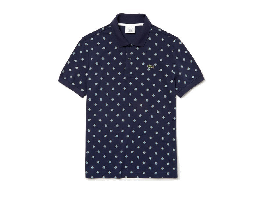 POLO LACOSTE PRINTED MINI PIQUE MARINE