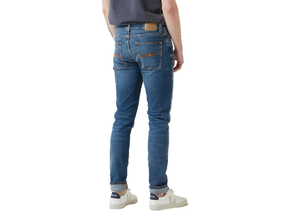 NUDIE JEANS LEAN DEAN-MID BLUE ORANGE