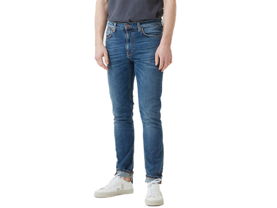 NUDIE JEANS LEAN DEAN-MID BLUE ORANGE