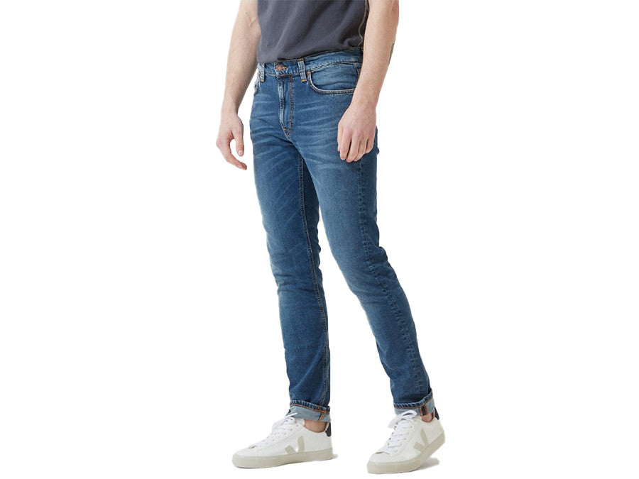 NUDIE JEANS LEAN DEAN-MID BLUE ORANGE