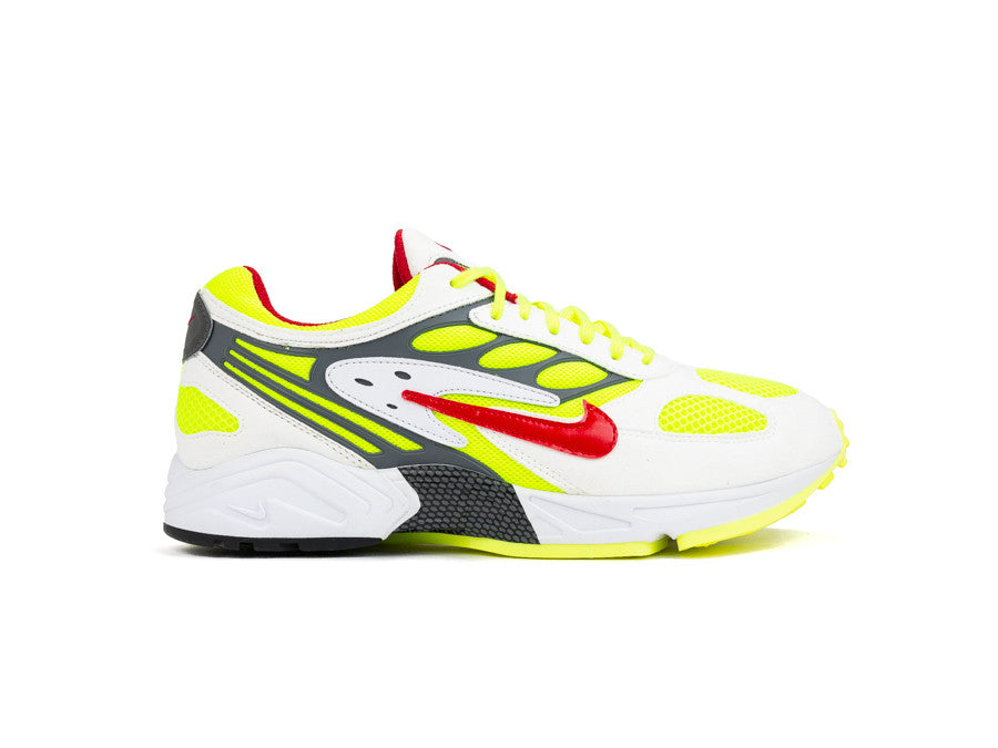 NIKE AIR GHOST RACER WHITE ATOM RED NEON YELLOW