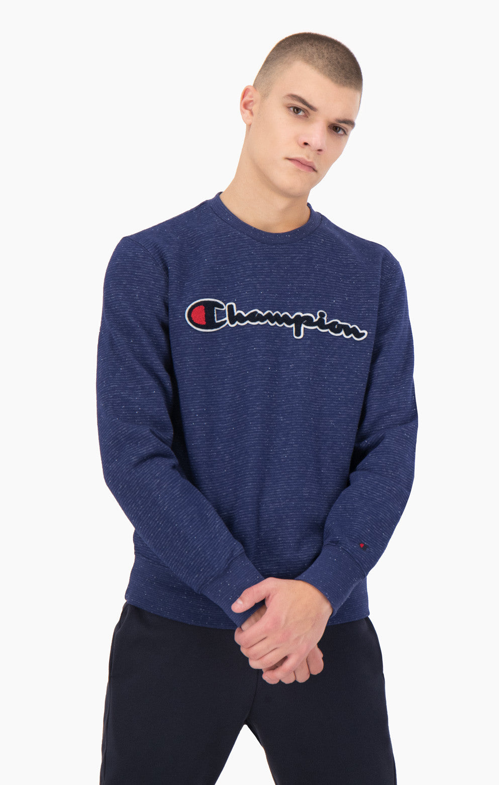 SUDADERA CREWNECK CHAMPION LOGO NAVY