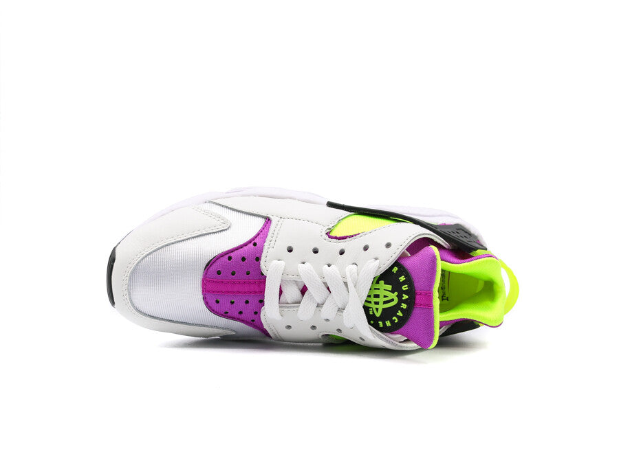 NIKE WOMEN AIR HUARACHE WHITE NEON YELLOW