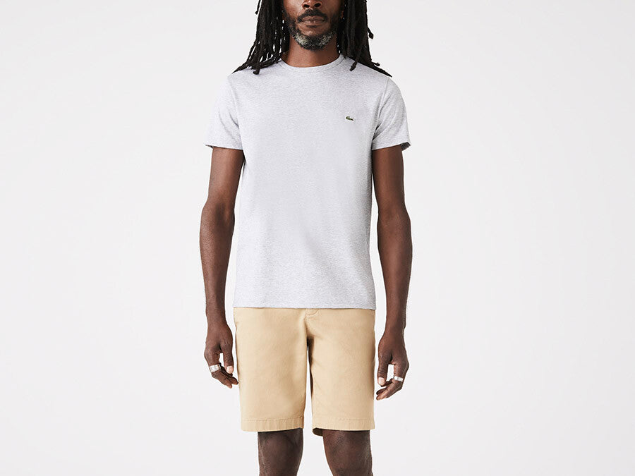 CAMISETA LACOSTE CREW NECK SILVER CHINE