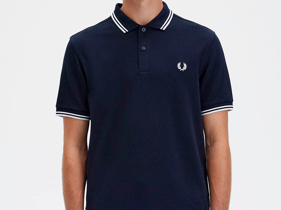 POLO FRED PERRY TWIN TIPPED NAVY WHITE