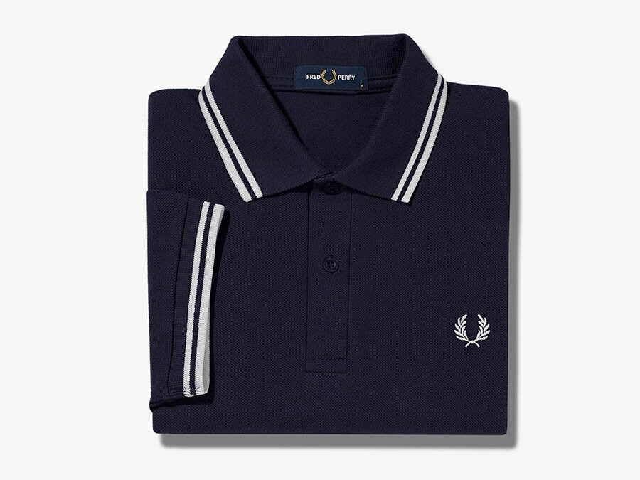 POLO FRED PERRY TWIN TIPPED NAVY WHITE