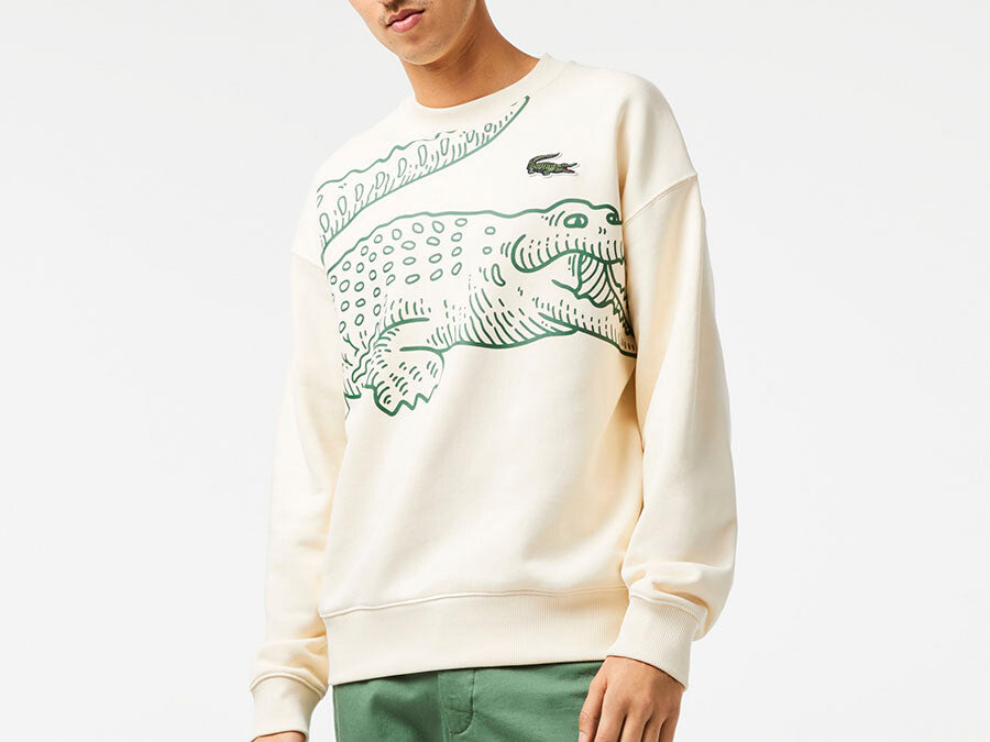 SUDADERA LACOSTE CROCODILE PRINT LAPLAND CREAM
