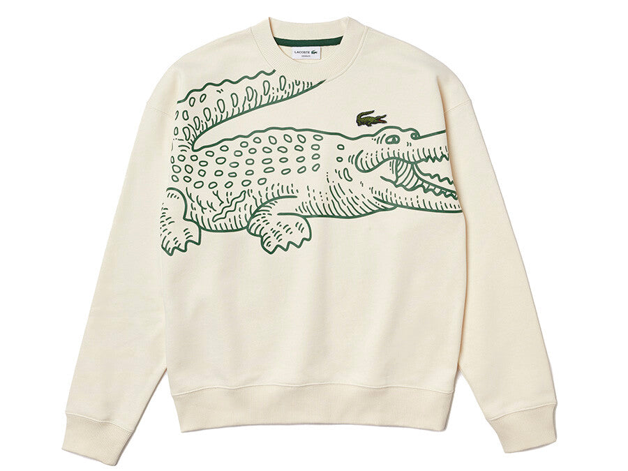 SUDADERA LACOSTE CROCODILE PRINT LAPLAND CREAM