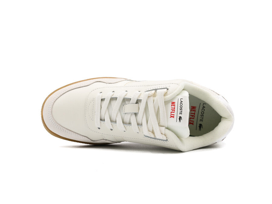 LACOSTE X NETFLIX  T-CLIP WHITE BROWN