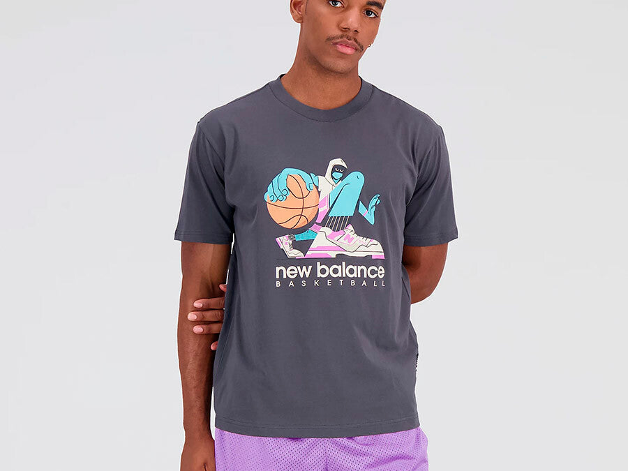 NEW BALANCE HOOPS COTTON JERSEY SHORT SLEEVE T-SHI