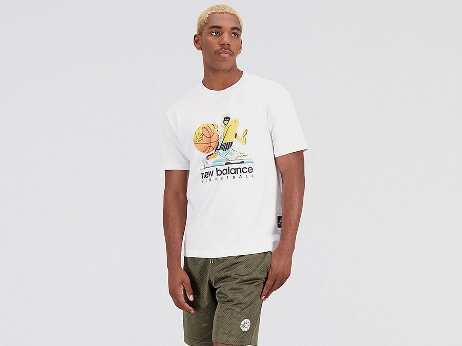 NEW BALANCE HOOPS COTTON JERSEY SHORT SLEEVE T-SHI
