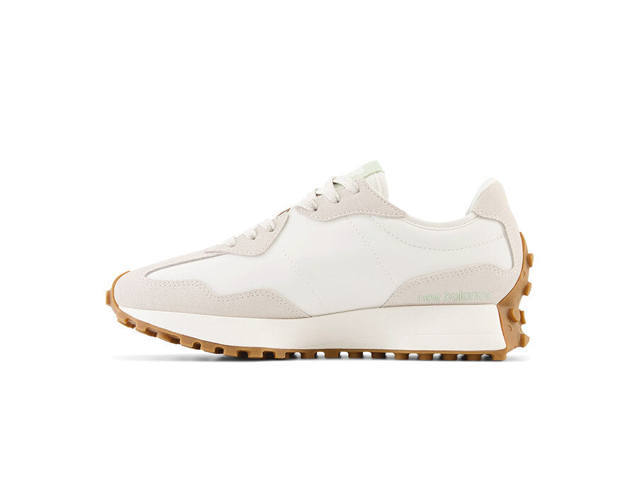 NEW BALANCE W327 WHITE GREEN GUM SOLE