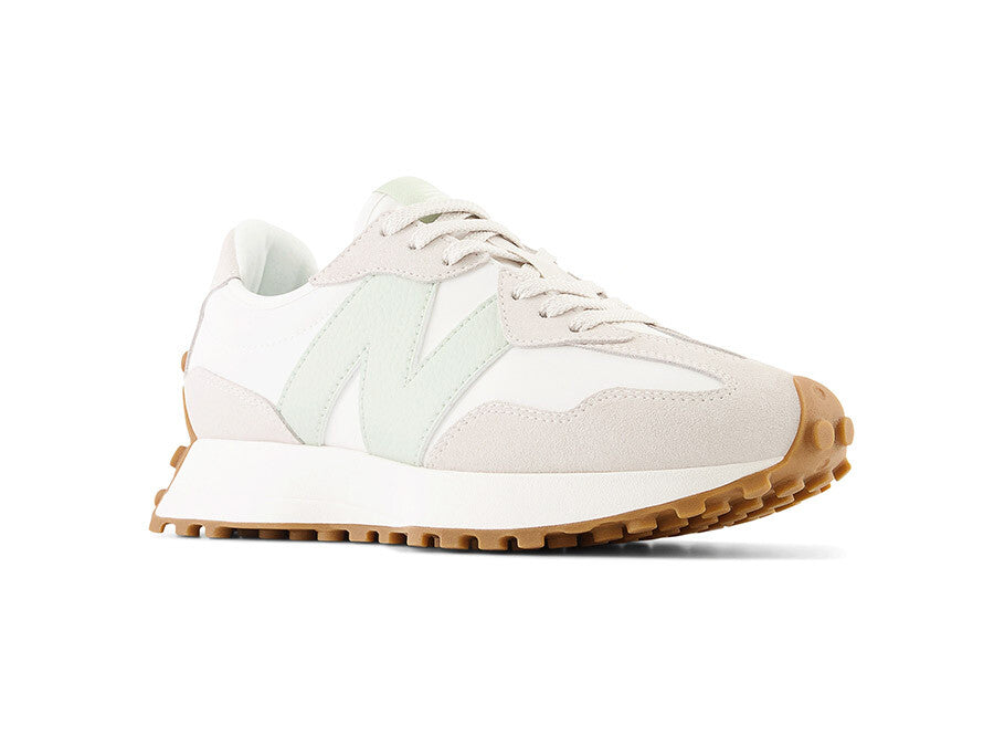 NEW BALANCE W327 WHITE GREEN GUM SOLE