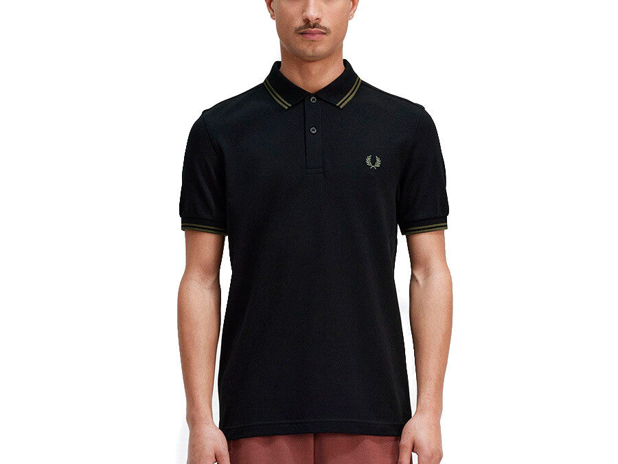 POLO FRED PERRY TWIN TIPPED BLACK GREEN