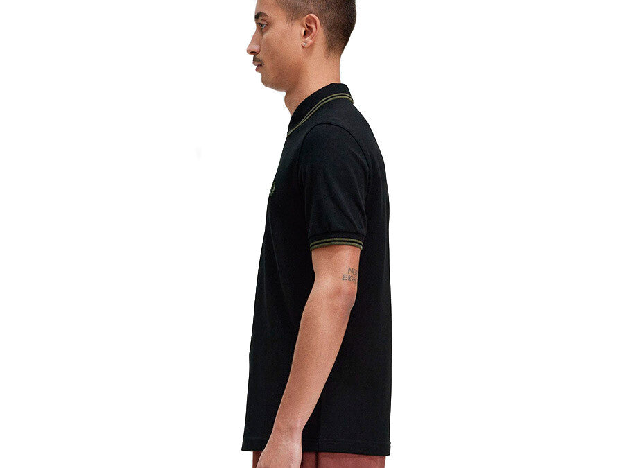POLO FRED PERRY TWIN TIPPED BLACK GREEN