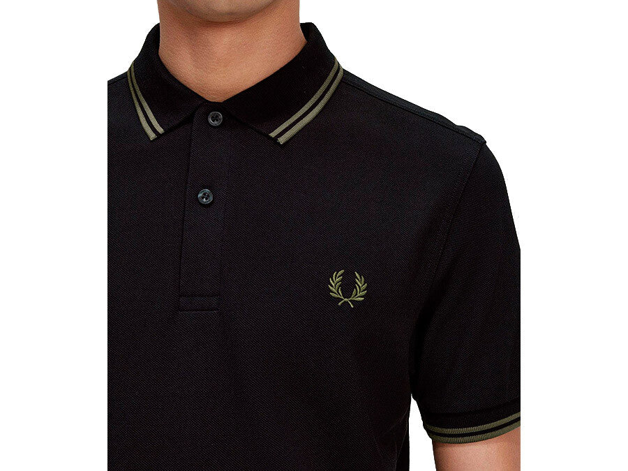 POLO FRED PERRY TWIN TIPPED BLACK GREEN