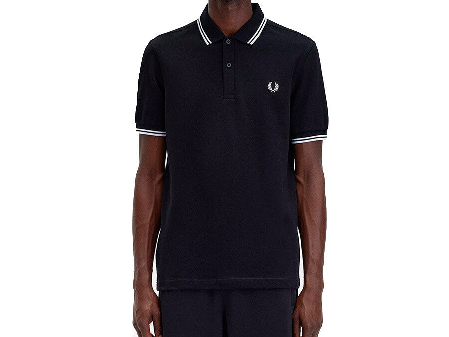 POLO FRED PERRY TWIN TIPPED BLACK WHITE