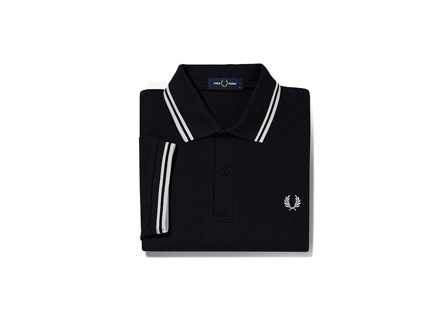 POLO FRED PERRY TWIN TIPPED BLACK WHITE