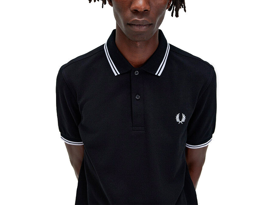 POLO FRED PERRY TWIN TIPPED BLACK WHITE