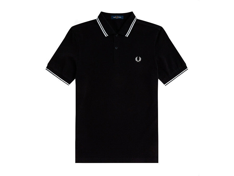 POLO FRED PERRY TWIN TIPPED BLACK WHITE