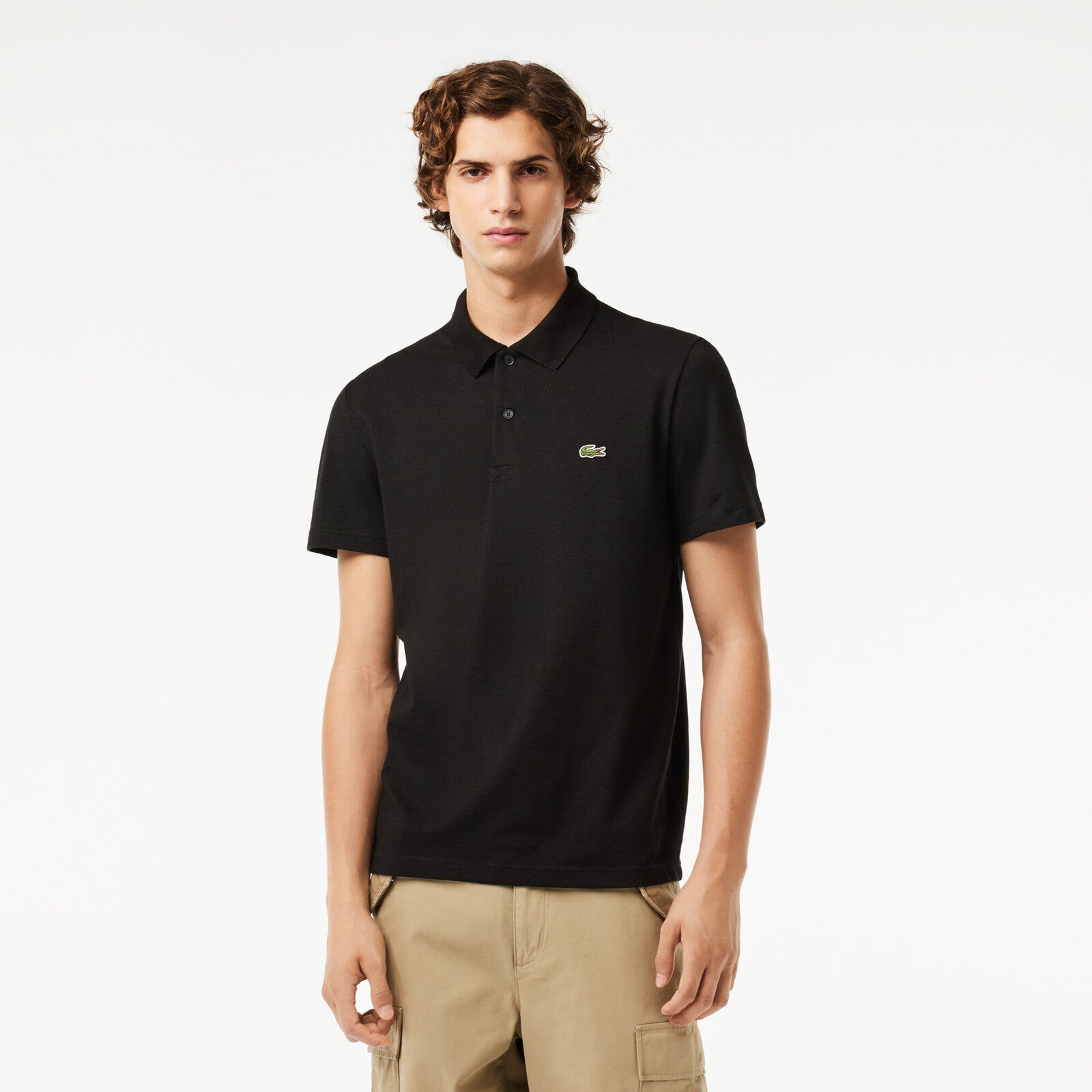 POLO LACOSTE REGULAR FIT POLYESTER COTTON BLACK