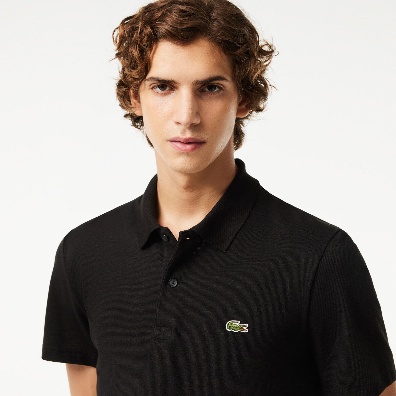 POLO LACOSTE REGULAR FIT POLYESTER COTTON BLACK