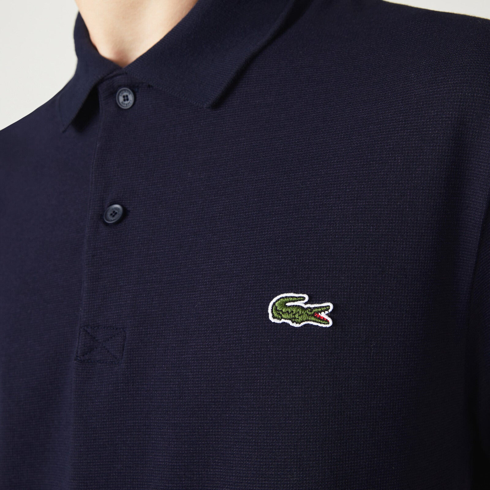 POLO LACOSTE REGULAR FIT POLYESTER COTTON NAVY BLU