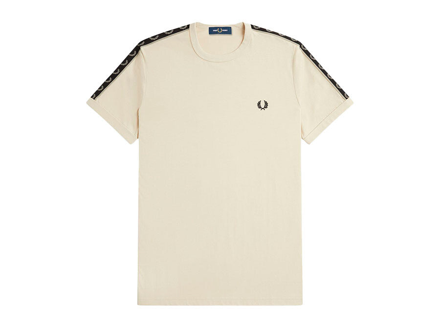 CAMISETA FRED PERRY CONTRAST TAPE RINGER BLACK OFF WHITE