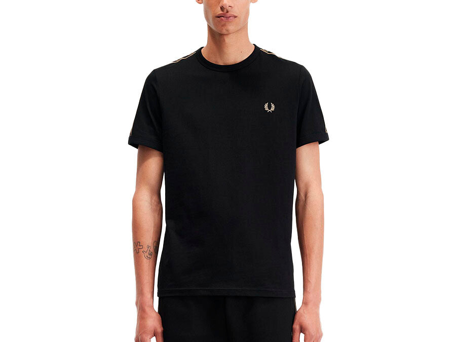 CAMISETA FRED PERRY CONTRAST TAPE RINGER BLACK STONE