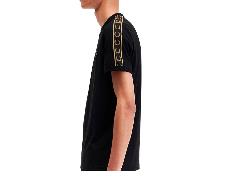 CAMISETA FRED PERRY CONTRAST TAPE RINGER BLACK STONE