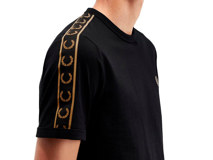 CAMISETA FRED PERRY CONTRAST TAPE RINGER BLACK STONE