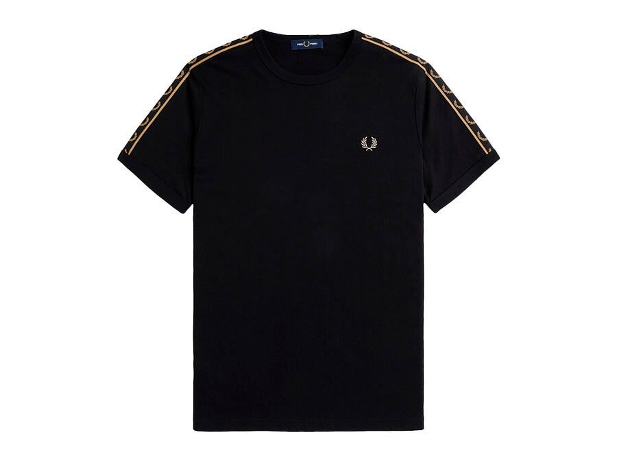 CAMISETA FRED PERRY CONTRAST TAPE RINGER BLACK STONE