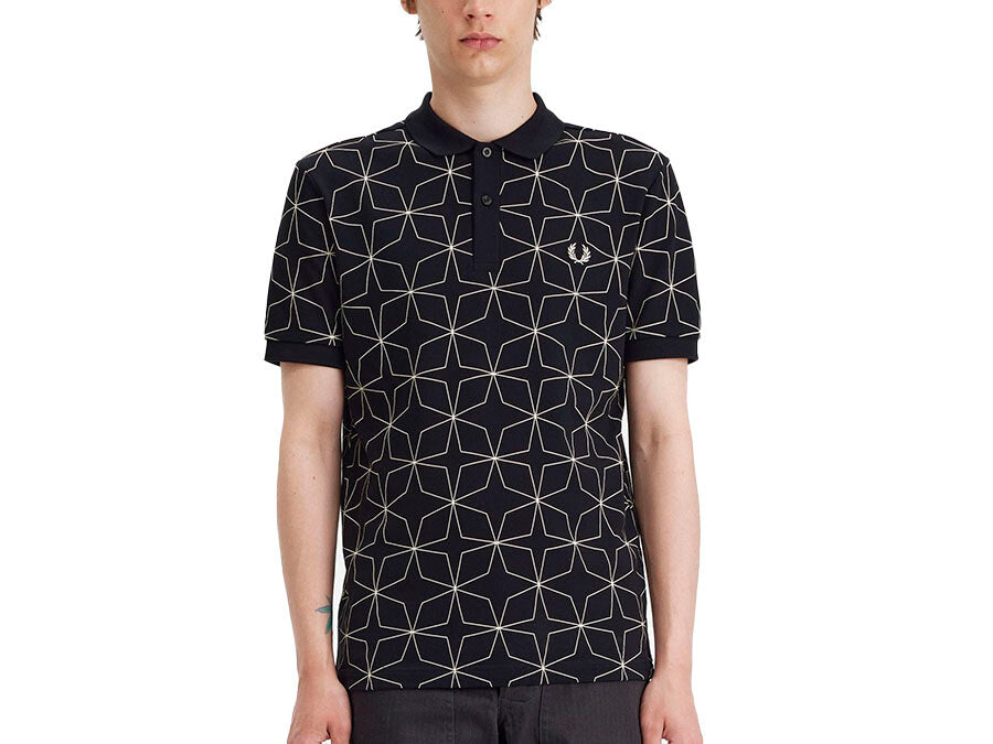 POLO FRED PERRY GEOMETRIC BLACK