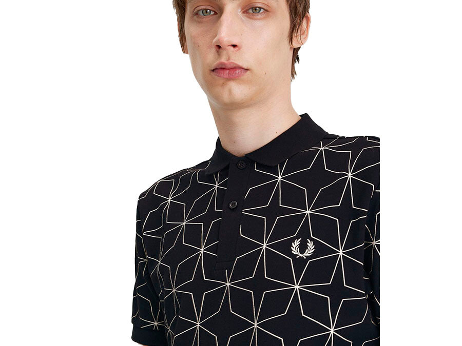 POLO FRED PERRY GEOMETRIC BLACK