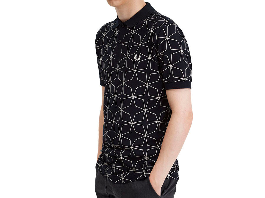 POLO FRED PERRY GEOMETRIC BLACK