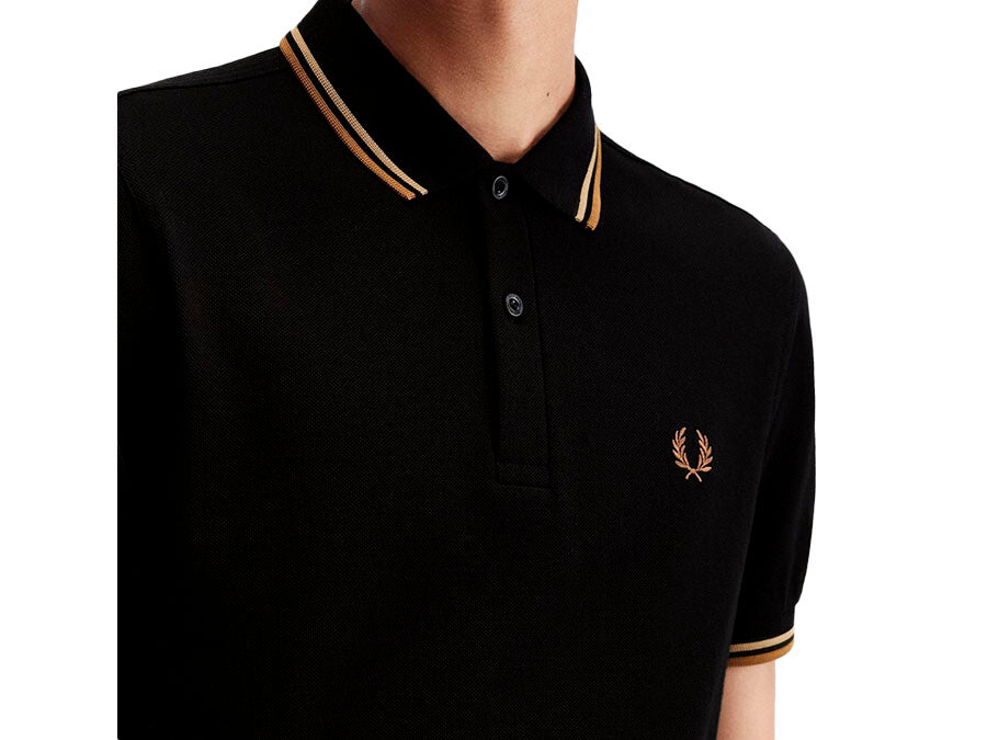 POLO FRED PERRY TWIN TIPPED BLACK STONE