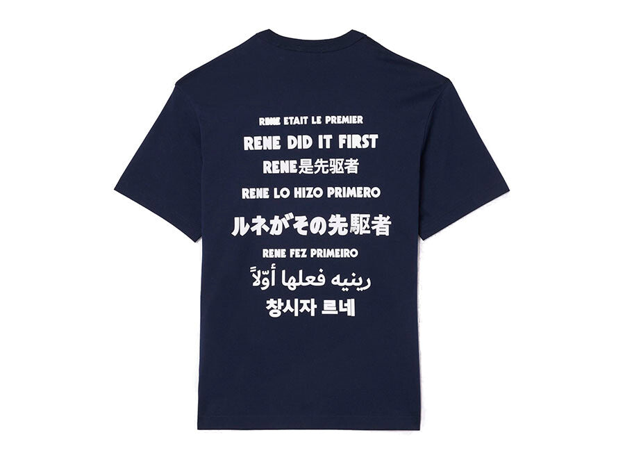 CAMISETA LACOSTE DO YOU SPEAK LACOSTE AZUL MARINO