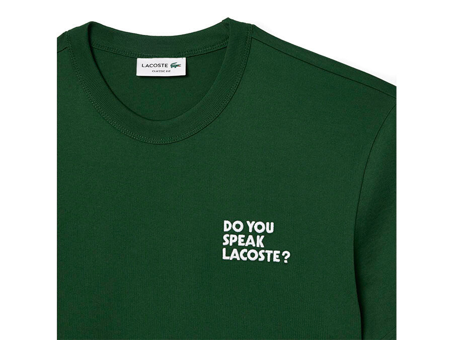 CAMISETA LACOSTE DO YOU SPEAK LACOSTE VERDE