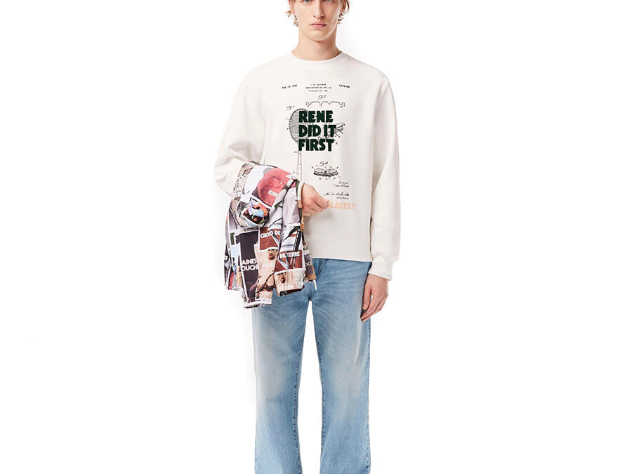 SUDADERA LACOSTE RENE DID IT FIRST BLANCA