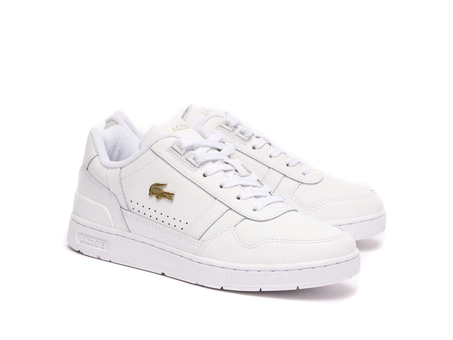 LACOSTE T-CLIP LEATHER WHITE GOLD