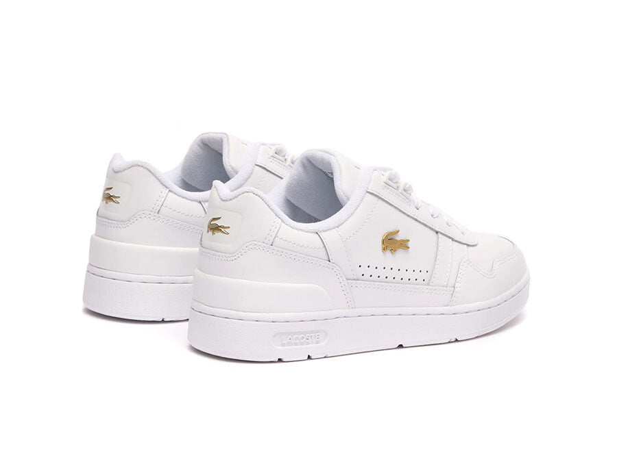 LACOSTE T-CLIP LEATHER WHITE GOLD