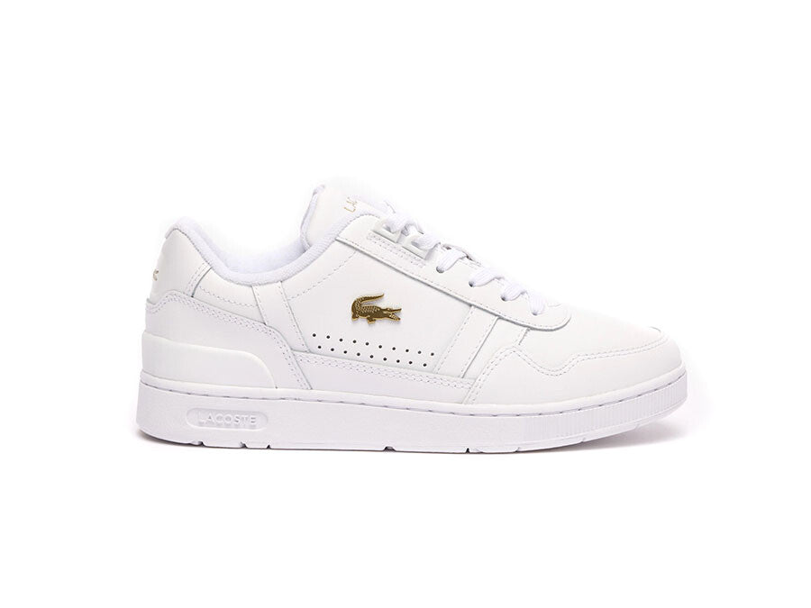 LACOSTE T-CLIP LEATHER WHITE GOLD