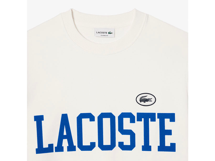 SUDADERA LACOSTE BLANCA LOGO AZUL