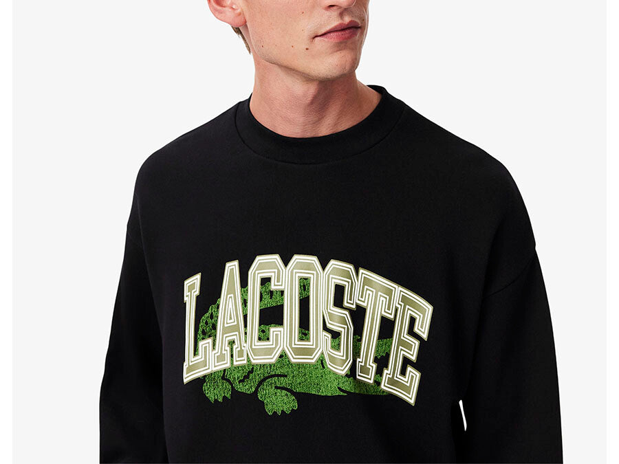 SUDADERA CREW LACOSTE NEGRO LOGO