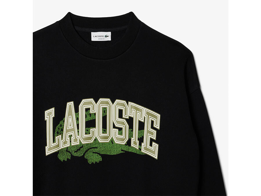 SUDADERA CREW LACOSTE NEGRO LOGO