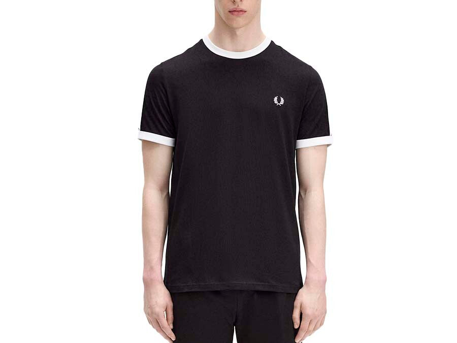 CAMISETA FRED PERRY CONTRAST TAPE RINGER BLACK