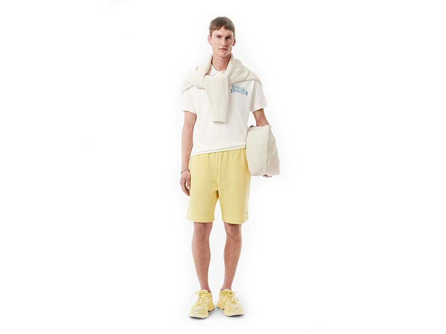 POLO LACOSTE SHORT SLEEVED RIBBED COLLAR LIMESTONE