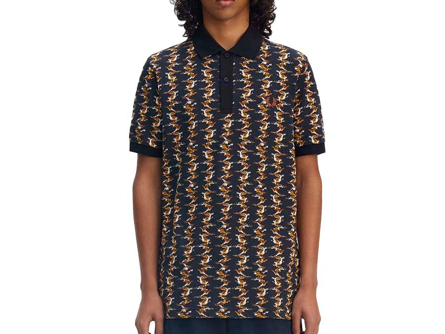 POLO FRED PERRY GRAPHIC PRINT POLO SHIRT NAVY WHIT