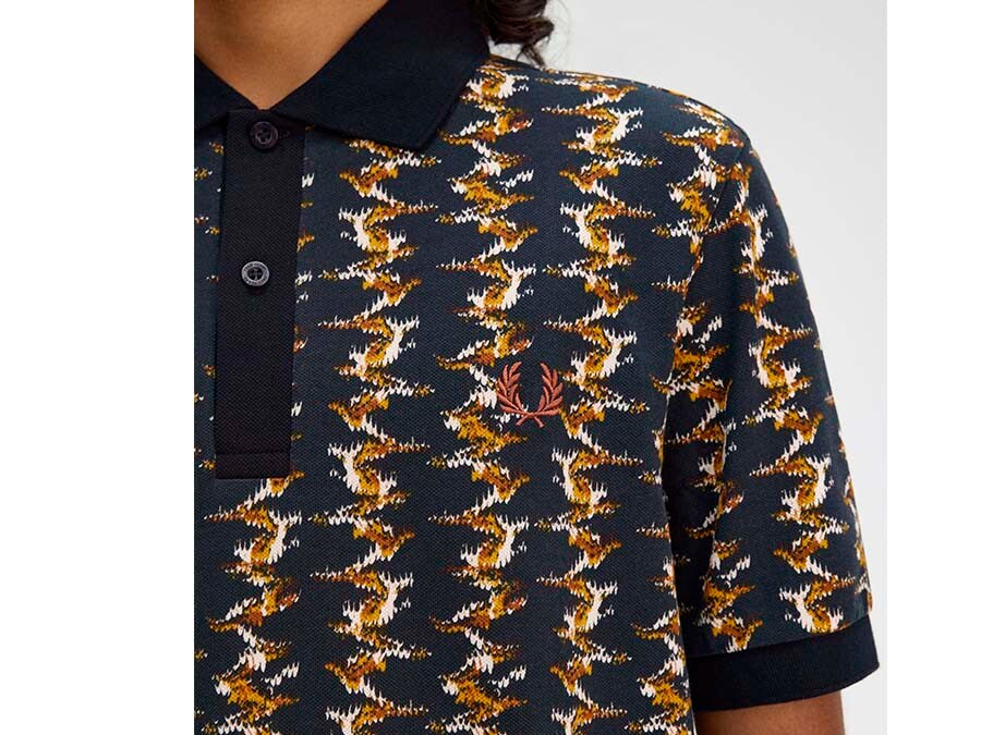 POLO FRED PERRY GRAPHIC PRINT POLO SHIRT NAVY WHIT